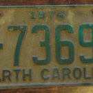 1974 North Carolina license plate C 73696