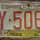 1984 North Carolina commercial farm truck license plate FY 5066