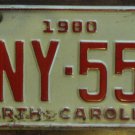 1980 North Carolina license plate WNY 556 with June 1985 stickers