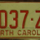 1970 North Carolina license plate 2037 ZD