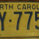 1972 North Carolina license plate EY 7752