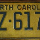1972 North Carolina license plate EZ 6171