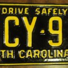 1959 North Carolina license plate CY 9  amateur repaint