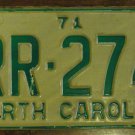 1971 North Carolina license plate RR 274