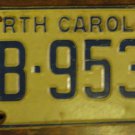1972 North Carolina license plate CB 9534