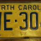 1972 North Carolina license plate WE 304