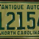 NOS 1978 North Carolina Antique Auto license plate 12154 new old stock