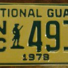 NOS 1978 North Carolina National Guard license plate 491 new old stock