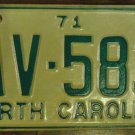 1971 North Carolina license plate AV 583