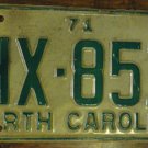 1971 North Carolina license plate HX 851