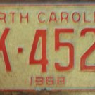 1968 North Carolina license plate FK 4523