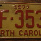 1977 BF 3535 North Carolina license plate
