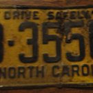 1962 B 3556 North Carolina license plate