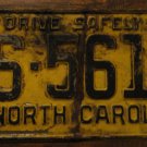 1962 AS 5612 North Carolina license plate