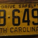 1960 BB 6496 North Carolina license plate