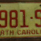 1970 1981 SX North Carolina passenger truck license plate