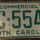 NOS 1986 BC 5543 North Carolina commercial license plate new old stock