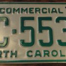 NOS 1986 BC 5539 North Carolina commercial license plate new old stock