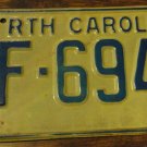 1972 F 694 North Carolina license plate
