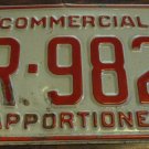 1989 LR 9825 North Carolina commercial apportioned license plate