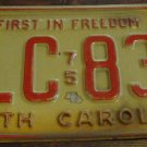 1975 FLC 834 North Carolina license plate with August 1981 stickers