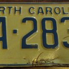 1972 DA 2833 North Carolina license plate