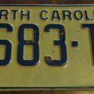 1972 7683 TJ North Carolina passenger truck license plate