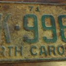 1971 K 998 North Carolina license plate