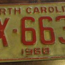 1968 DX 6630 North Carolina license plate