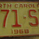 1968 571 SV North Carolina passenger truck license plate