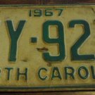 1967 TY 921 North Carolina license plate