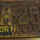 1961 SM 259 North Carolina license plate