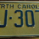 NOS 1972 FJ 3076 North Carolina license plate   new old stock