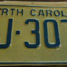 NOS 1972 FJ 3071 North Carolina license plate   new old stock