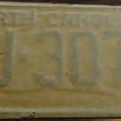 NOS 1972 FJ 3078 North Carolina license plate   new old stock