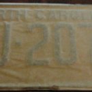 NOS 1972 FJ 2078 North Carolina license plate   new old stock