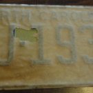 NOS 1972 FJ 1939 North Carolina license plate   new old stock