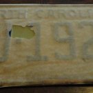 NOS 1972 FJ 1927 North Carolina license plate   new old stock
