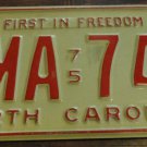 1975 BMA 742 North Carolina license plate with August 1981 stickers