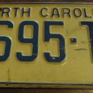 1972 2695 TN North Carolina passenger truck license plate
