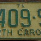 1971 1409 SF North Carolina passenger truck license plate