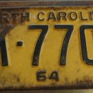 1964 EK 7701 North Carolina license plate