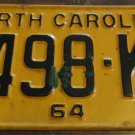 1964 2498 KR North Carolina license plate