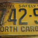 1962 5742 SD North Carolina passenger truck license plate