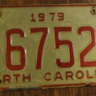 1979 B 67523 North Carolina license plate with May 1982 sticker