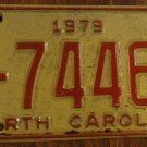 1979 C 74466 North Carolina license plate with March 1985 sticker