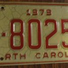 1979 J 80255 North Carolina license plate with August 1985 sticker