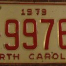 1979 J 99769 North Carolina license plate with April 1986 sticker