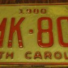 1980 WMK 808 North Carolina license plate with October 1987 stickers