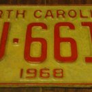 1968 YJ 6612 North Carolina license plate